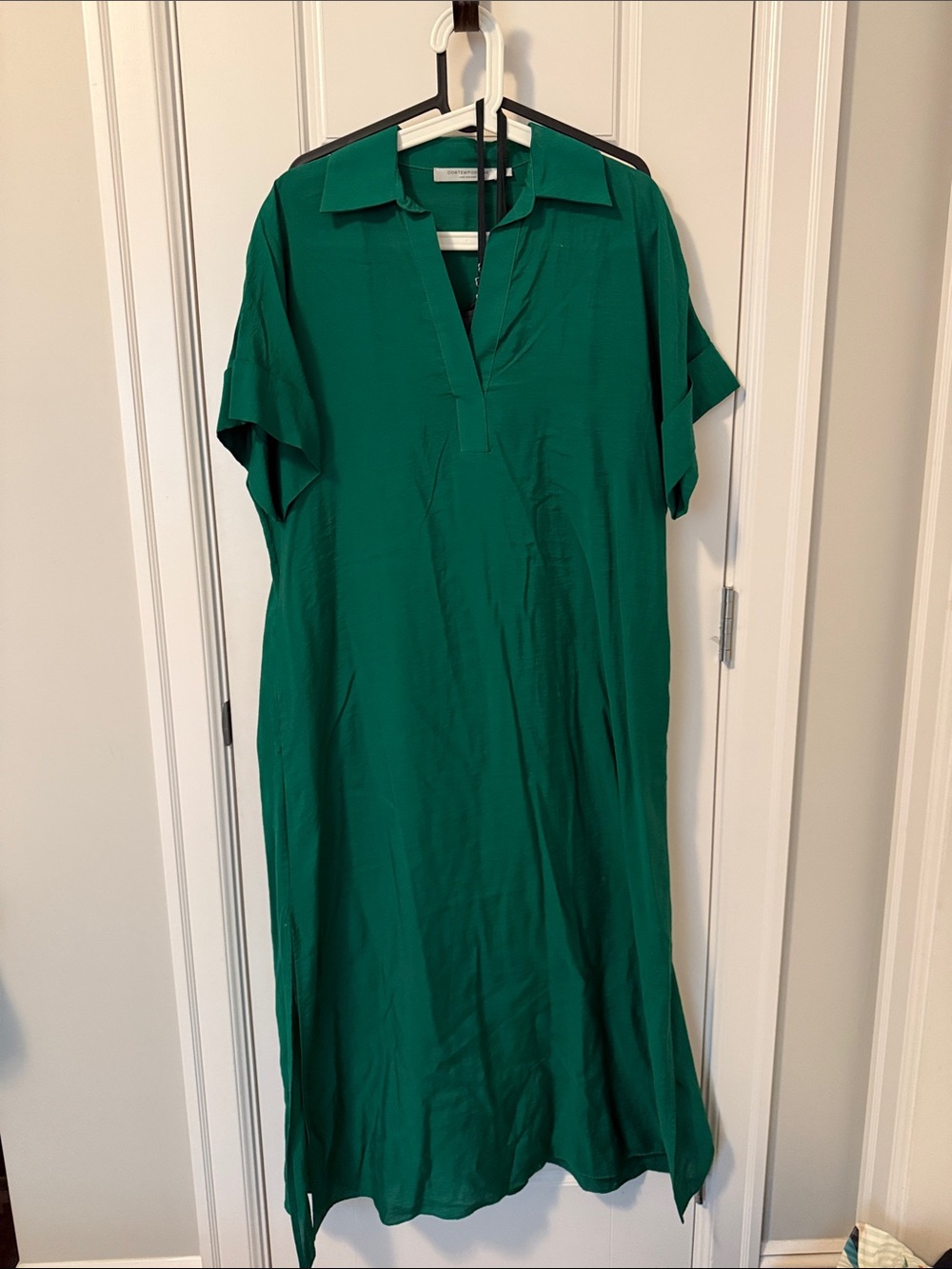 Relaxed Emerald Green Collared Maxi Dress